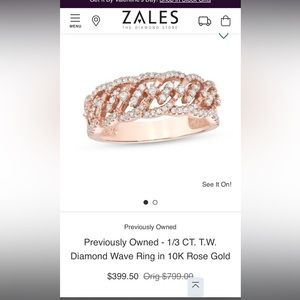 10K Rose Gold 1/3 CT T.W. Diamond Wave Ring in: Size 6